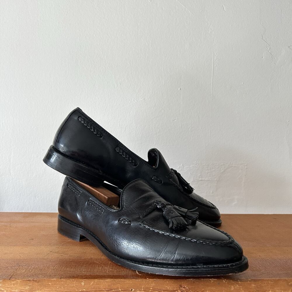 Men’s Allen Edmonds Black Leather Tassel Loafers Bench Welt The Adams 11.5 D